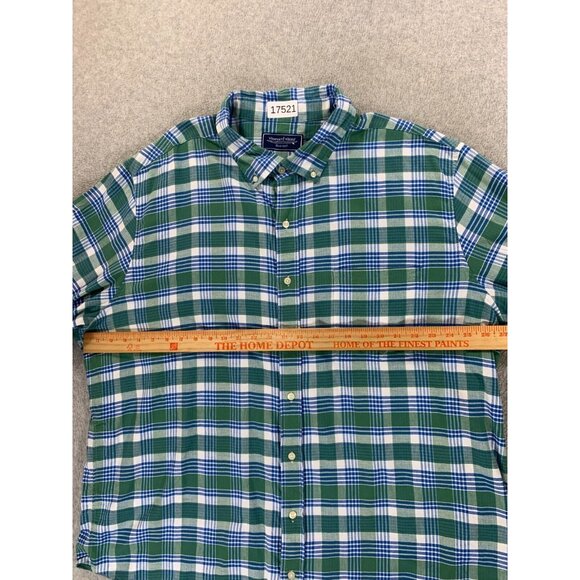 Vineyard Vines Cotton Linen Blend Plaid Button Down Shirt (Men's XXL) Blue - Picture 7 of 12